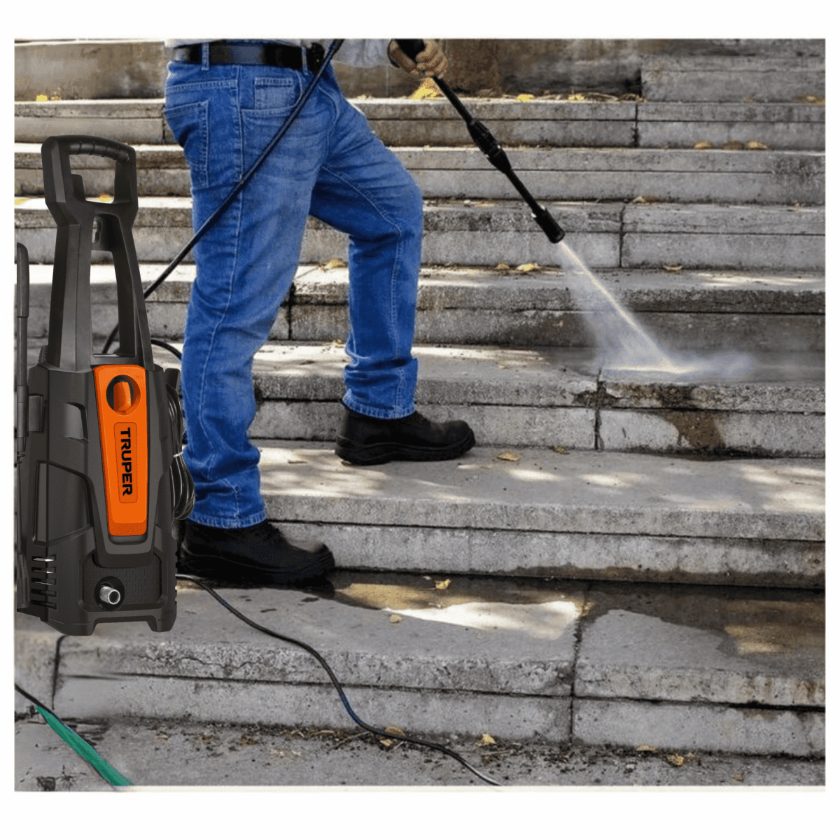 Combo Hidrolavadora 1800psi Truper + dispensador de jabón con cañón11