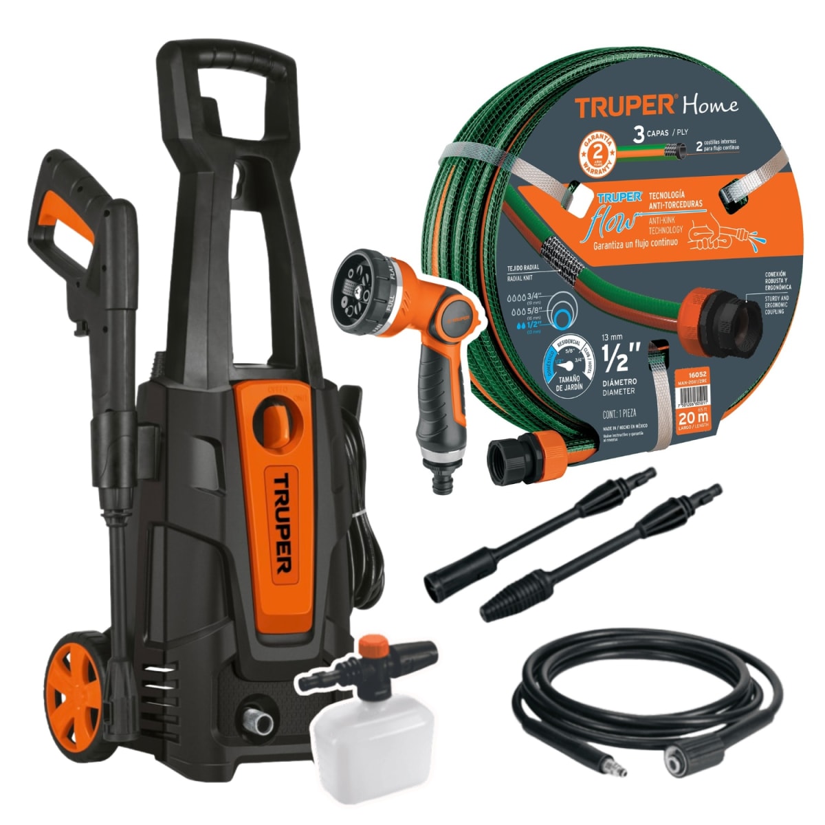 Combo Hidrolavadora 1800psi + manguera de 20m con pistola Truper1