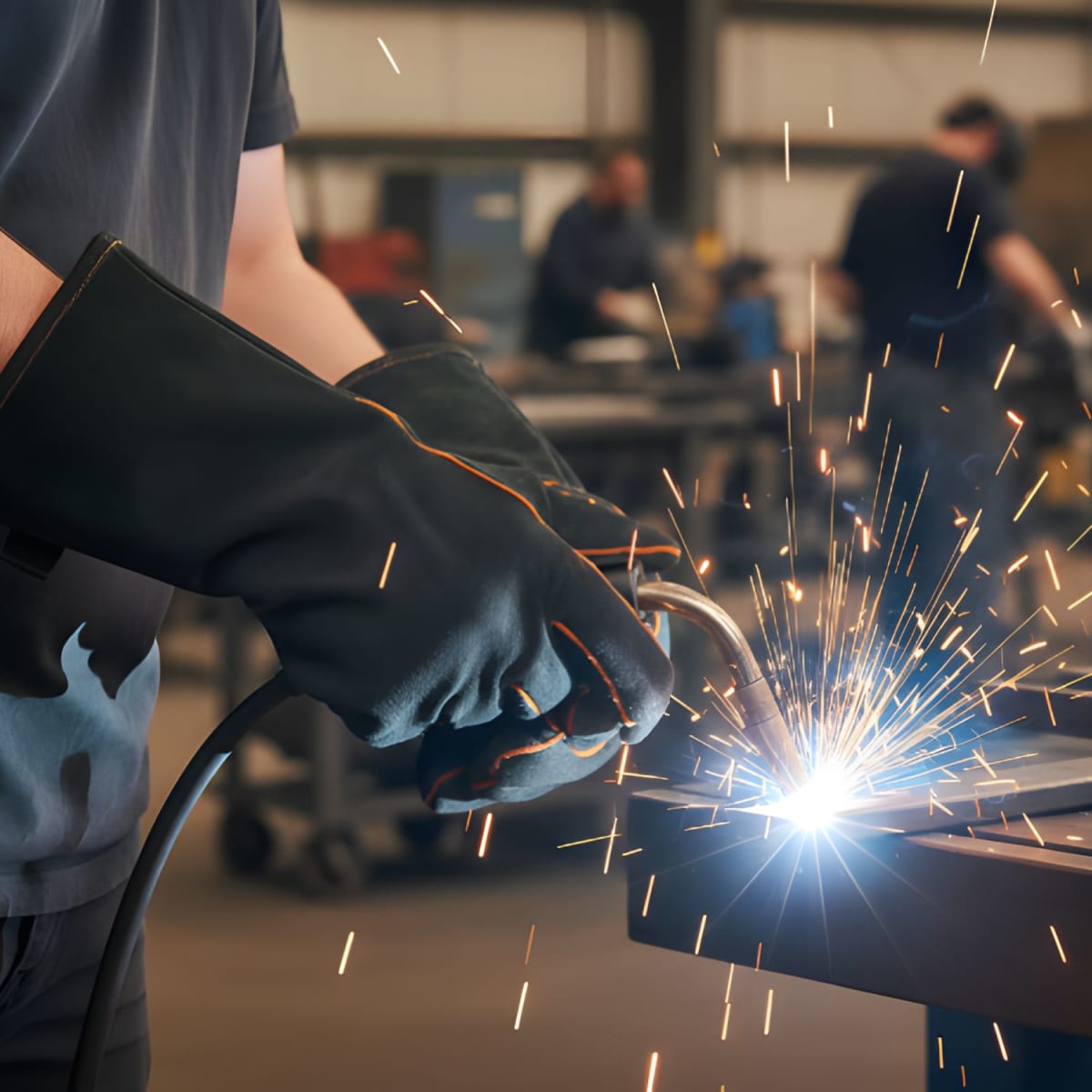 Guante de Carnaza Largo Reforzado para Soldar TRUPER3