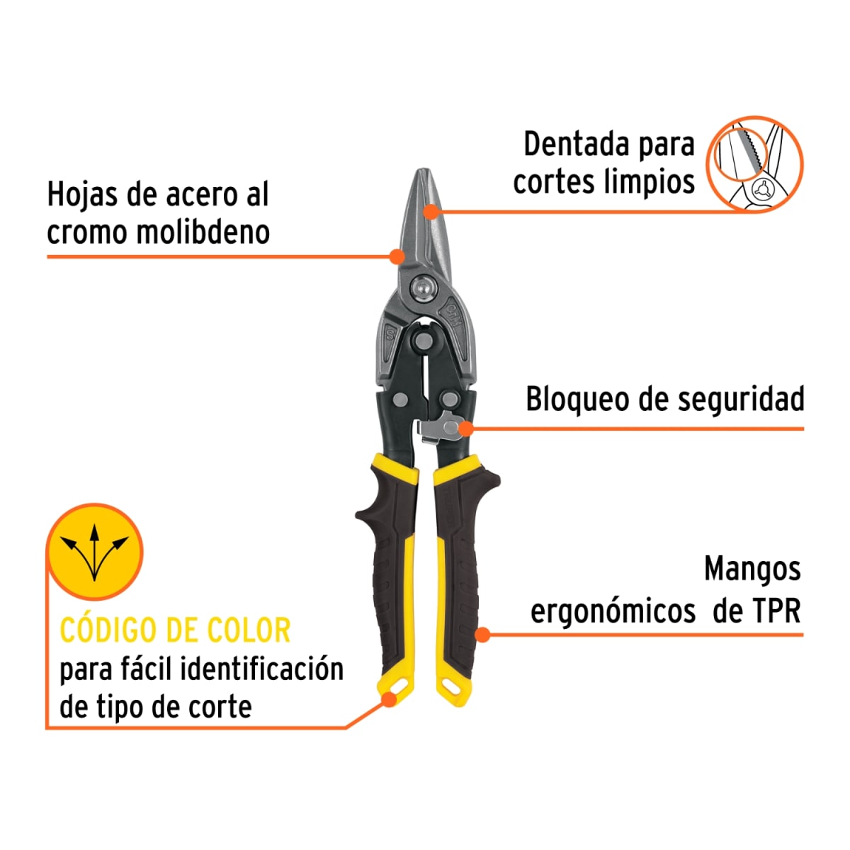 Tijera de Aviación Recta Dentada 10