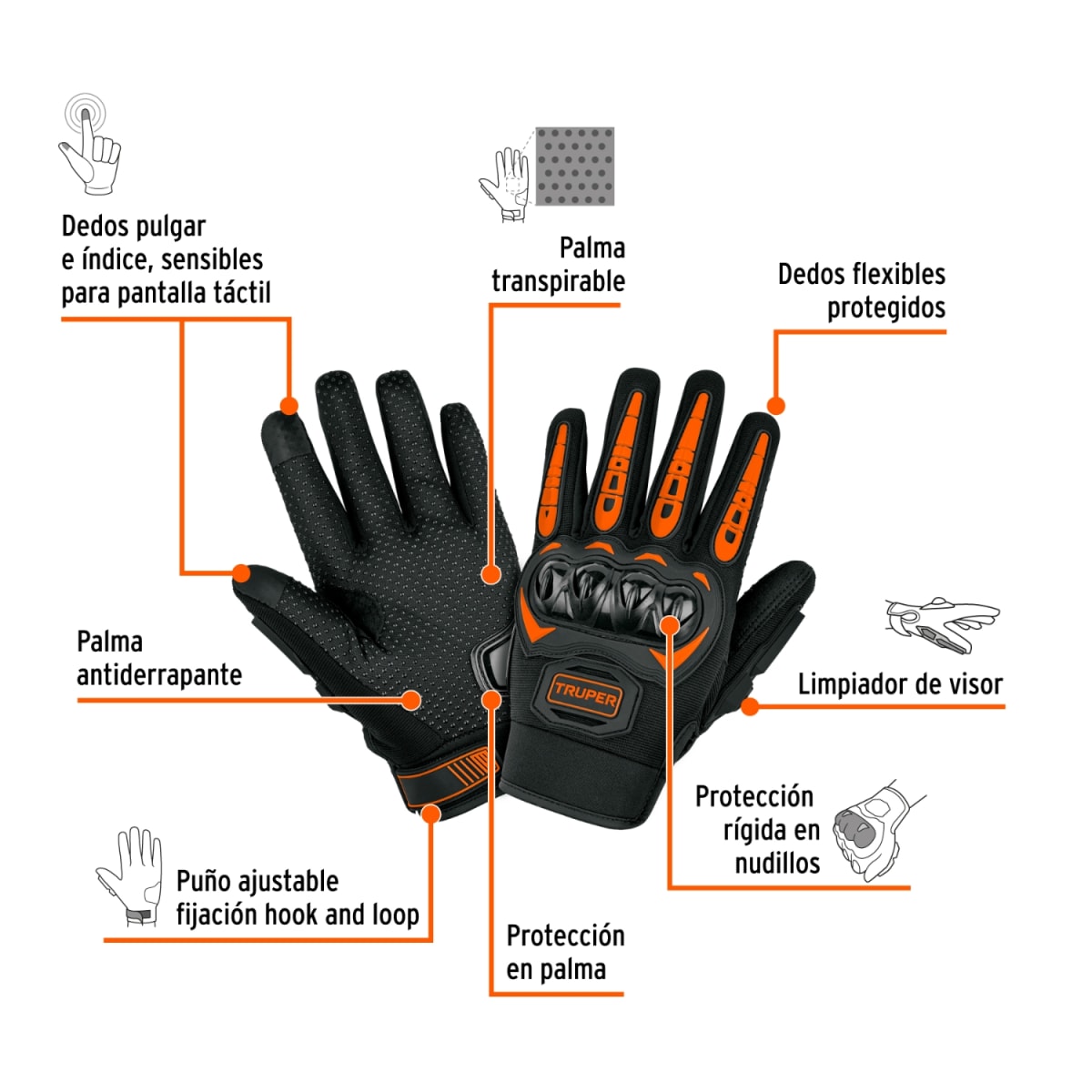 Guante Protector para motocilista Talla M TRUPER2