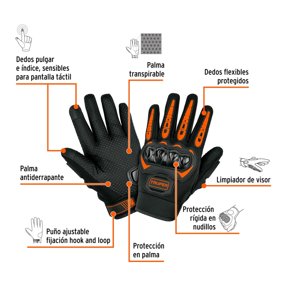 Guante Protector para motocilista Talla L TRUPER2