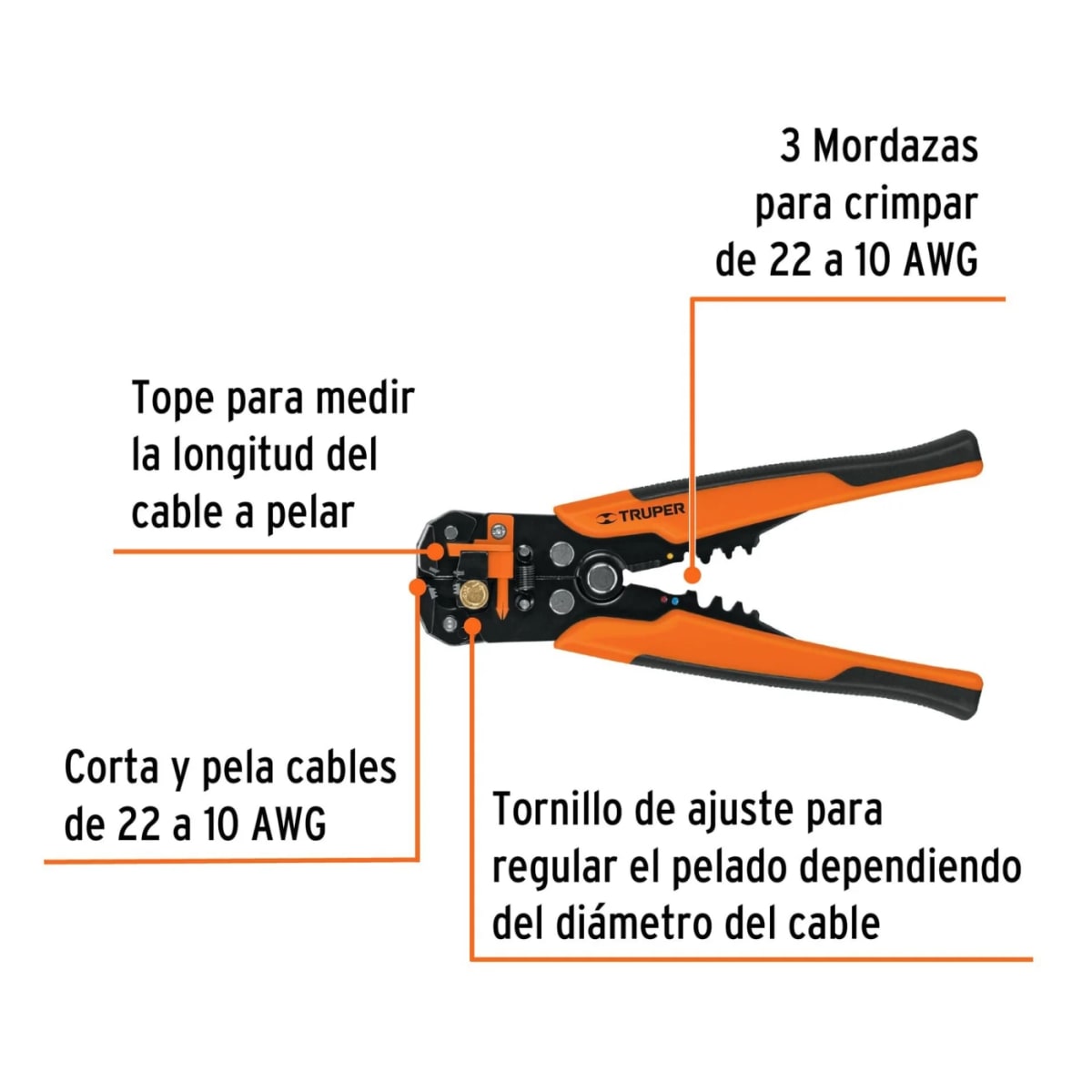 Pinza amperimétrica + pelacables automático + desarmadores Truper3