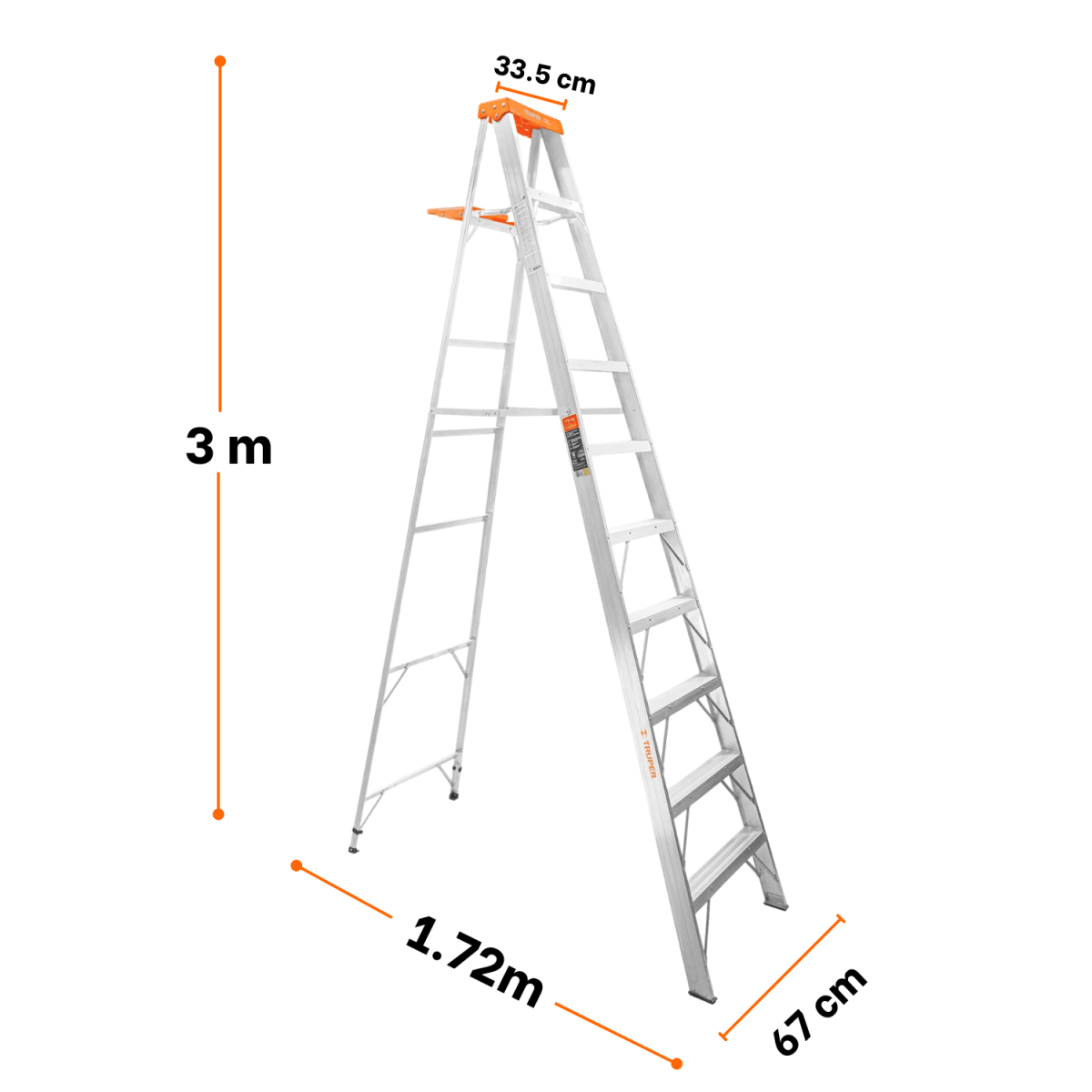 Escalera Tipo Tijera 9 Peldaños Soporta 175 Kg Truper3