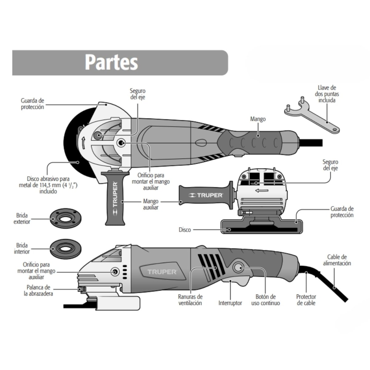 Amoladora angular 4 ½ 1010w Industrial Truper3