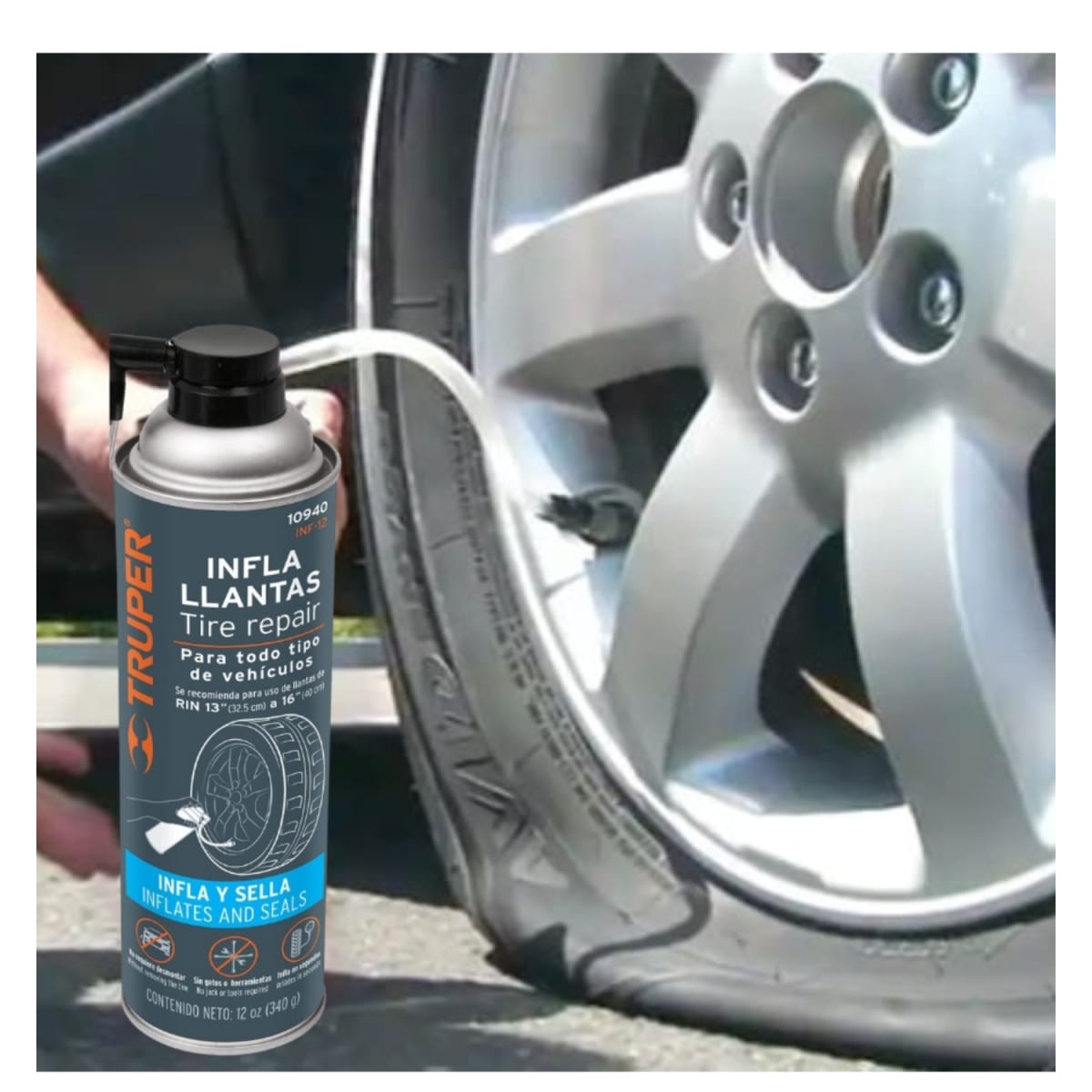 Kit automotriz sellador medidor de presión y triangulo Truper9