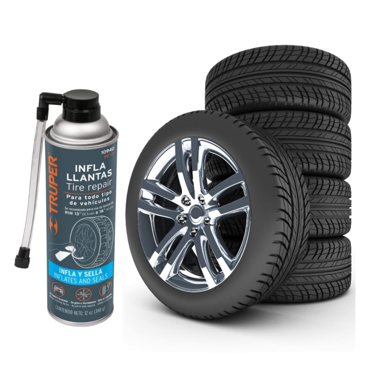Kit automotriz sellador medidor de presión y triangulo Truper7