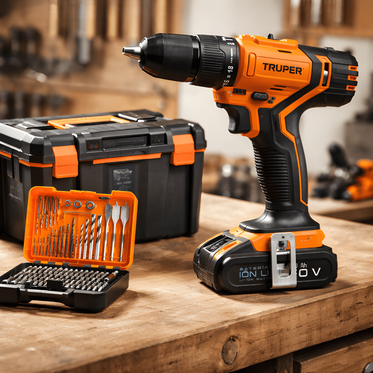 Taladro Percutor + Juego de 100 brocas y puntas + caja Truper2