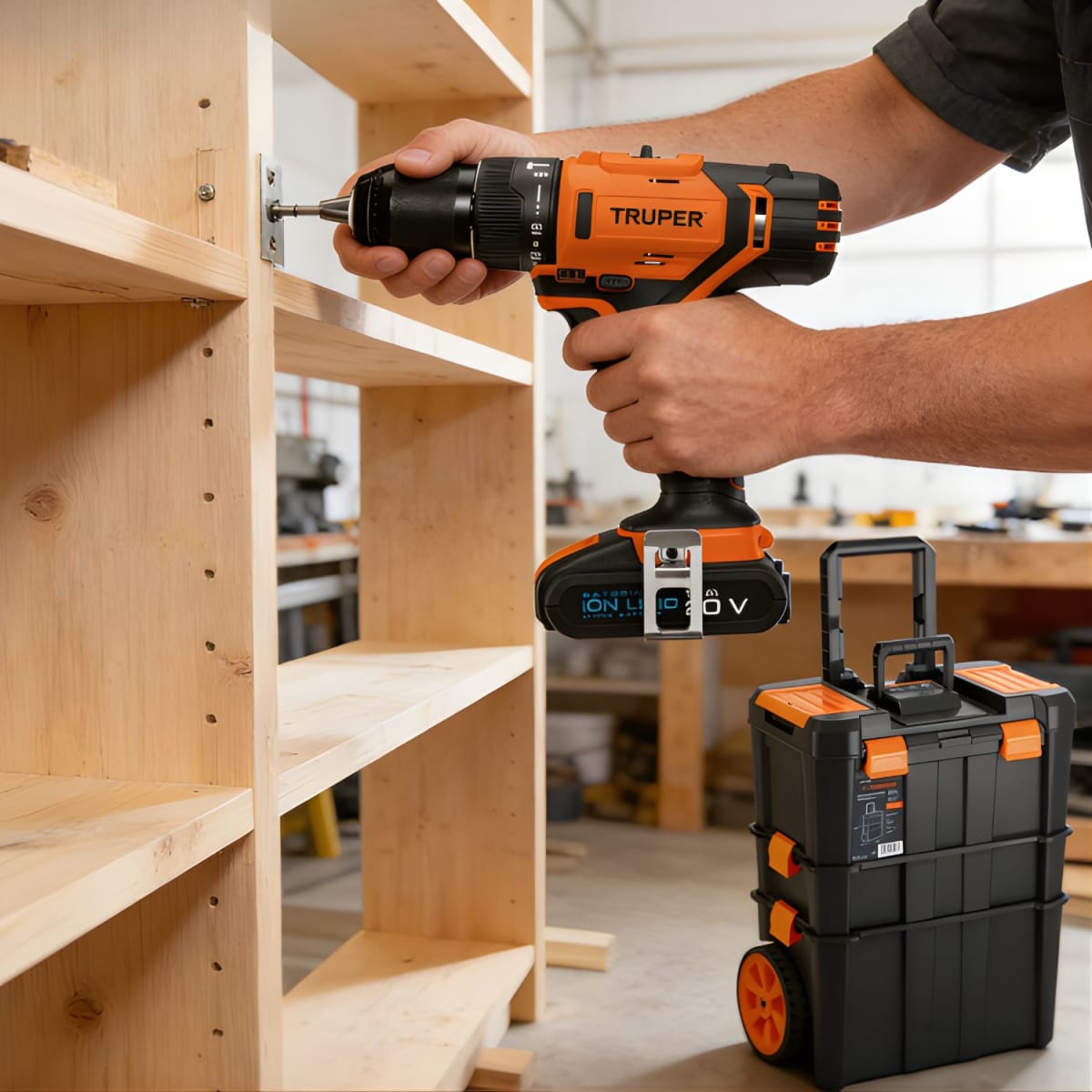 Taladro Percutor + Caja de herramientas 3 en 1 con ruedas Truper3