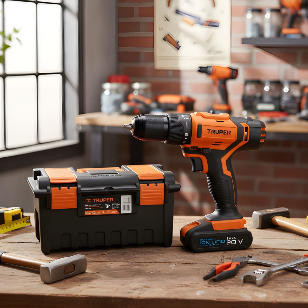 Taladro Percutor + Caja de herramientas 19