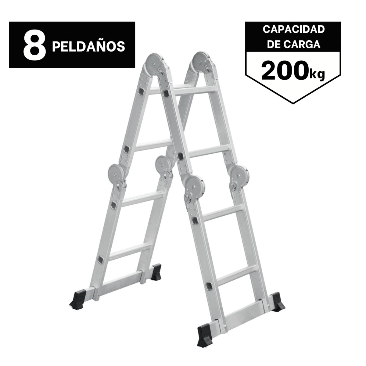 Escalera multiposición 8 peldaños soporta 200Kg Truper1