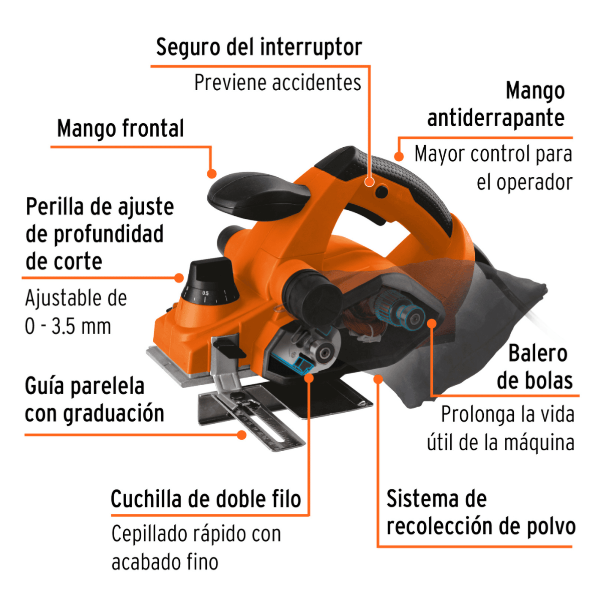 Cepillo Electrico Carpintero 850w Profesional Truper3