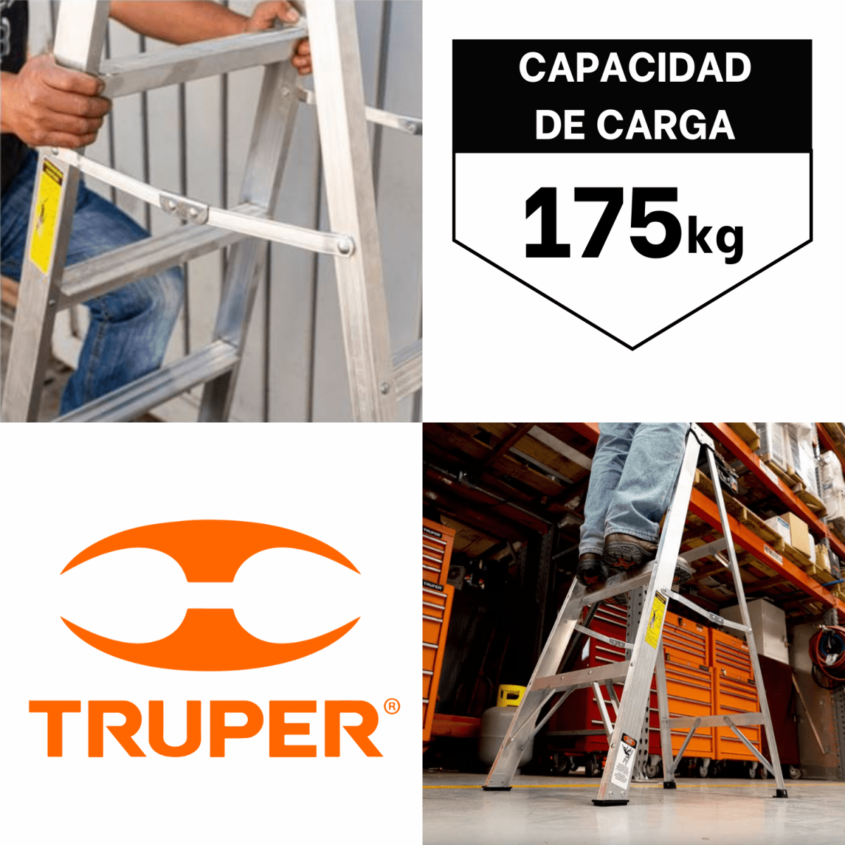 Escalera Tipo Tijera 7 Peldaños Soporta 175 Kg Truper6