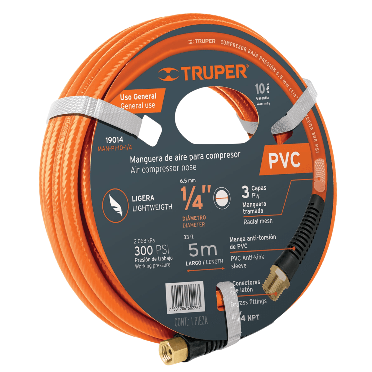 Kit compresora 25 L manguera 5m con clavadora nehumatica calibre 18 Truper2