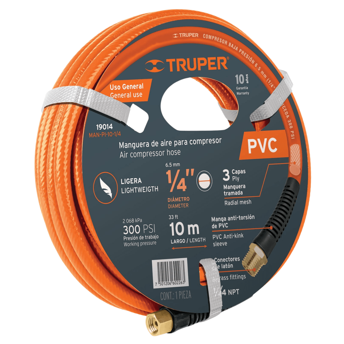 Kit compresora 25 L manguera 10m con clavadora nehumatica calibre 18 Truper2