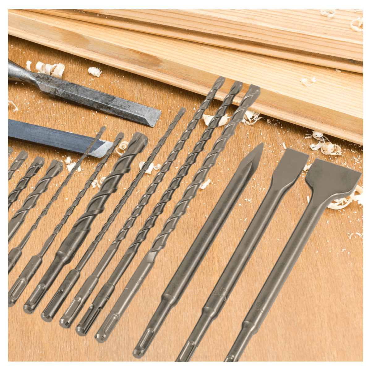 Juego de 15 brocas y cinceles SDS plus en estuche Truper2