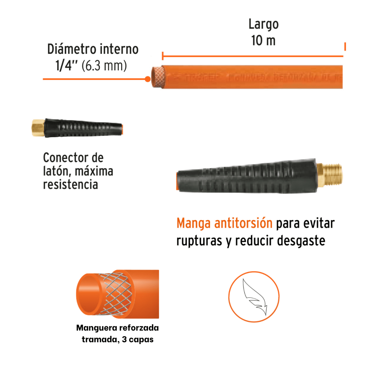 Pistola para pintar de gravedad boquilla 1mm y manguera de 10m Truper5