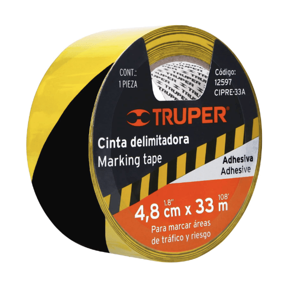Rollo de 33 m de cinta de seguridad amarilla / negro, truper2