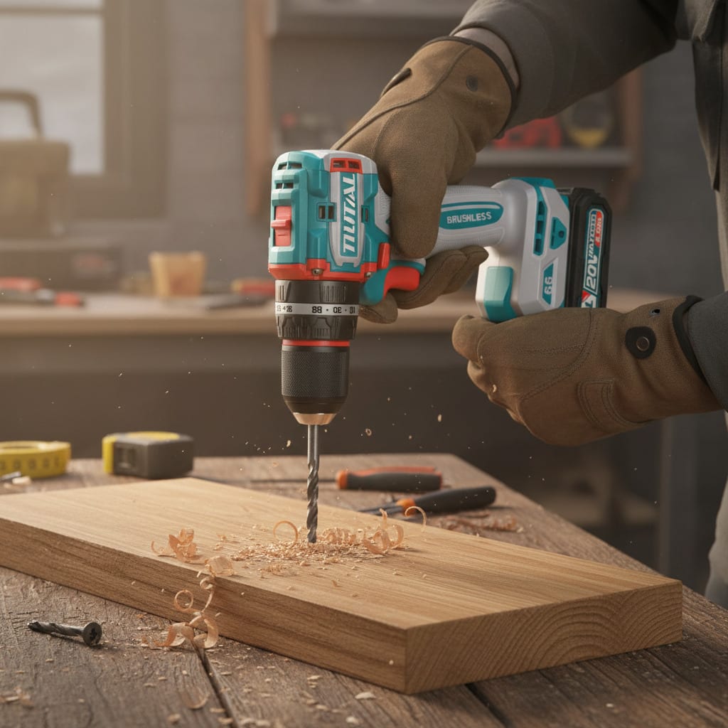 Taladro percutor 66nm + 2 baterías 2ah industrial Total3