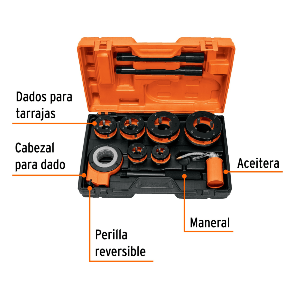 Juego de 9 tarrajas para tubo Truper2