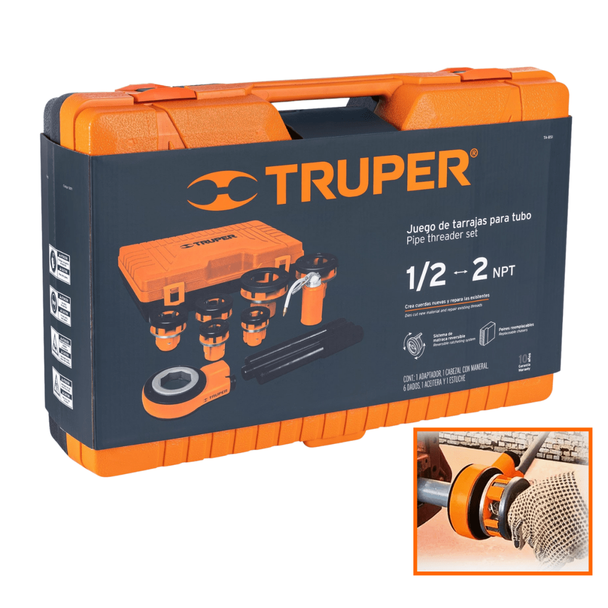 Juego de 9 tarrajas para tubo Truper4