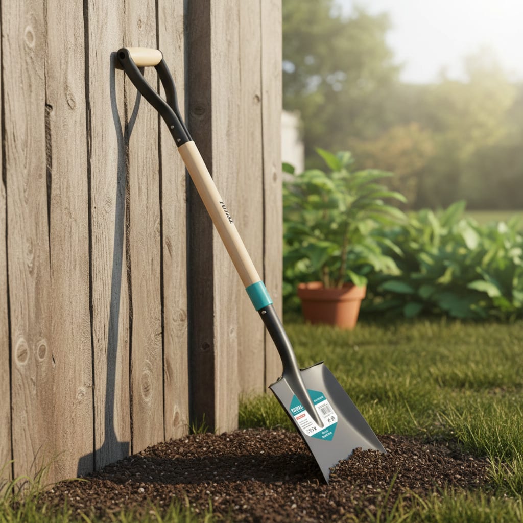 Pala cuadrada con mango de madera Total2