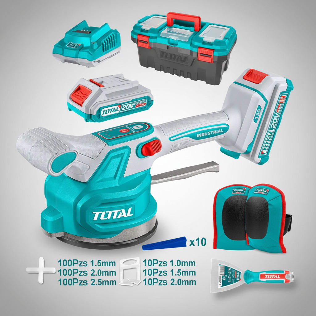 Ventosa vibrador soporta 60kg + rodillera + maletín 20v total2