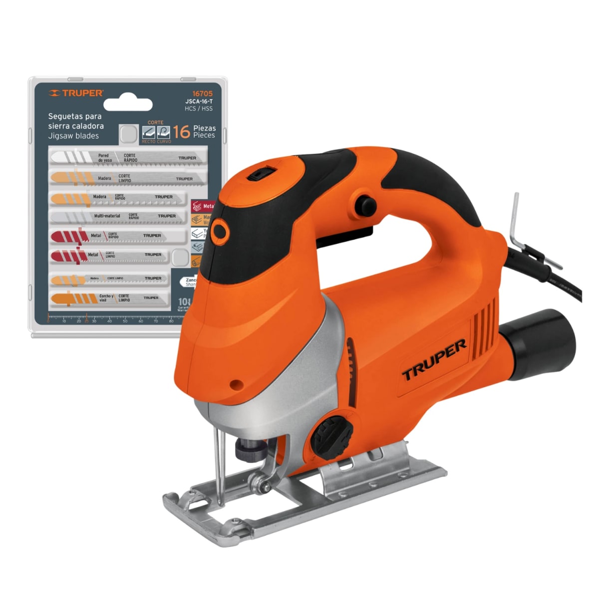 Combo de Caladora 750w + Juego de 16 Seguetas Truper1