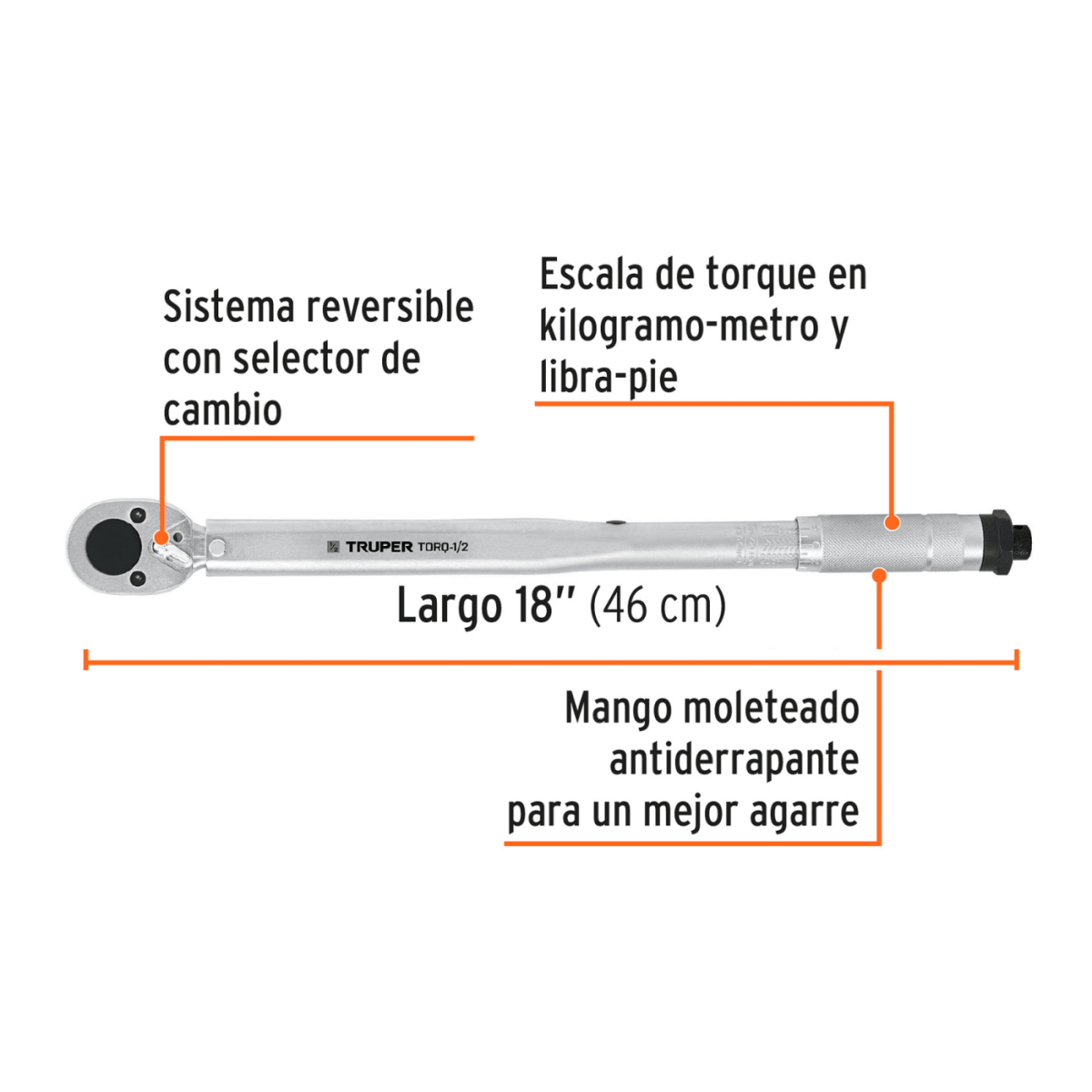 Torquímetro de golpe dos lecturas encastre 1/2'' Truper2