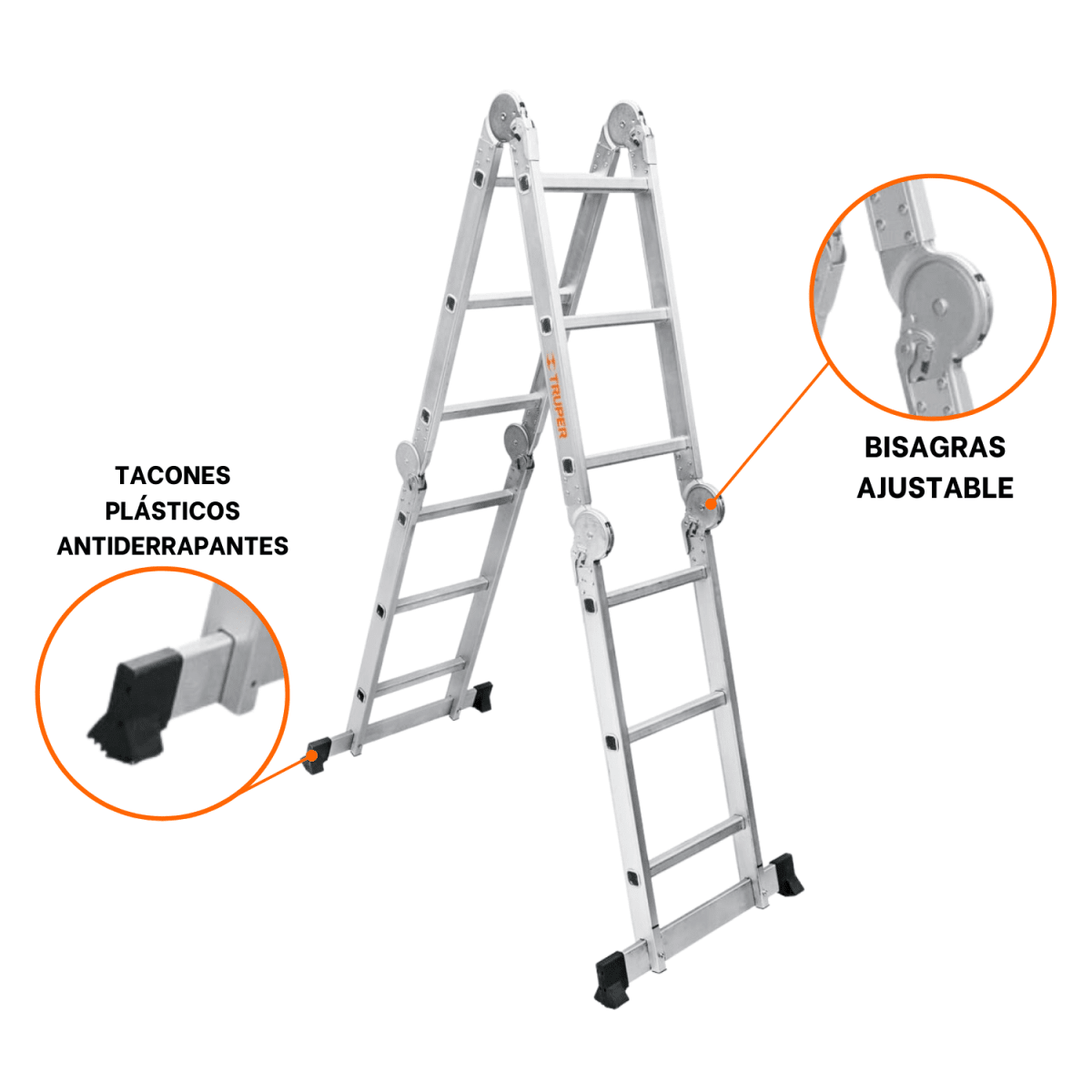 Escalera multiposición 12 peldaños soporta 200Kg Truper8