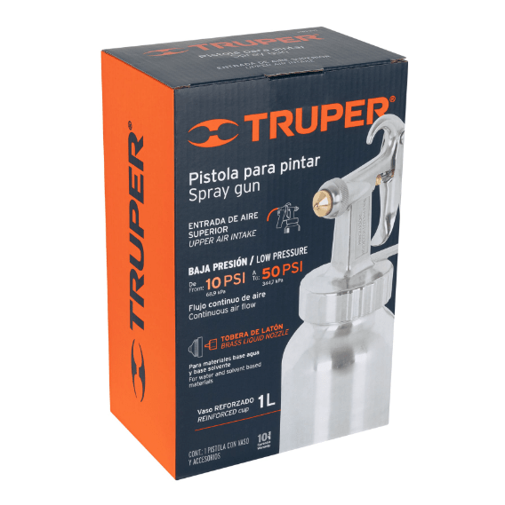 Pistola para pintar baja presión pulida entrada superior Truper5