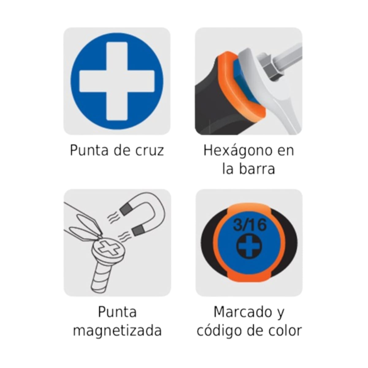 Desarmador de cruz 1/4'' x 6'' mango comfort grip Truper4