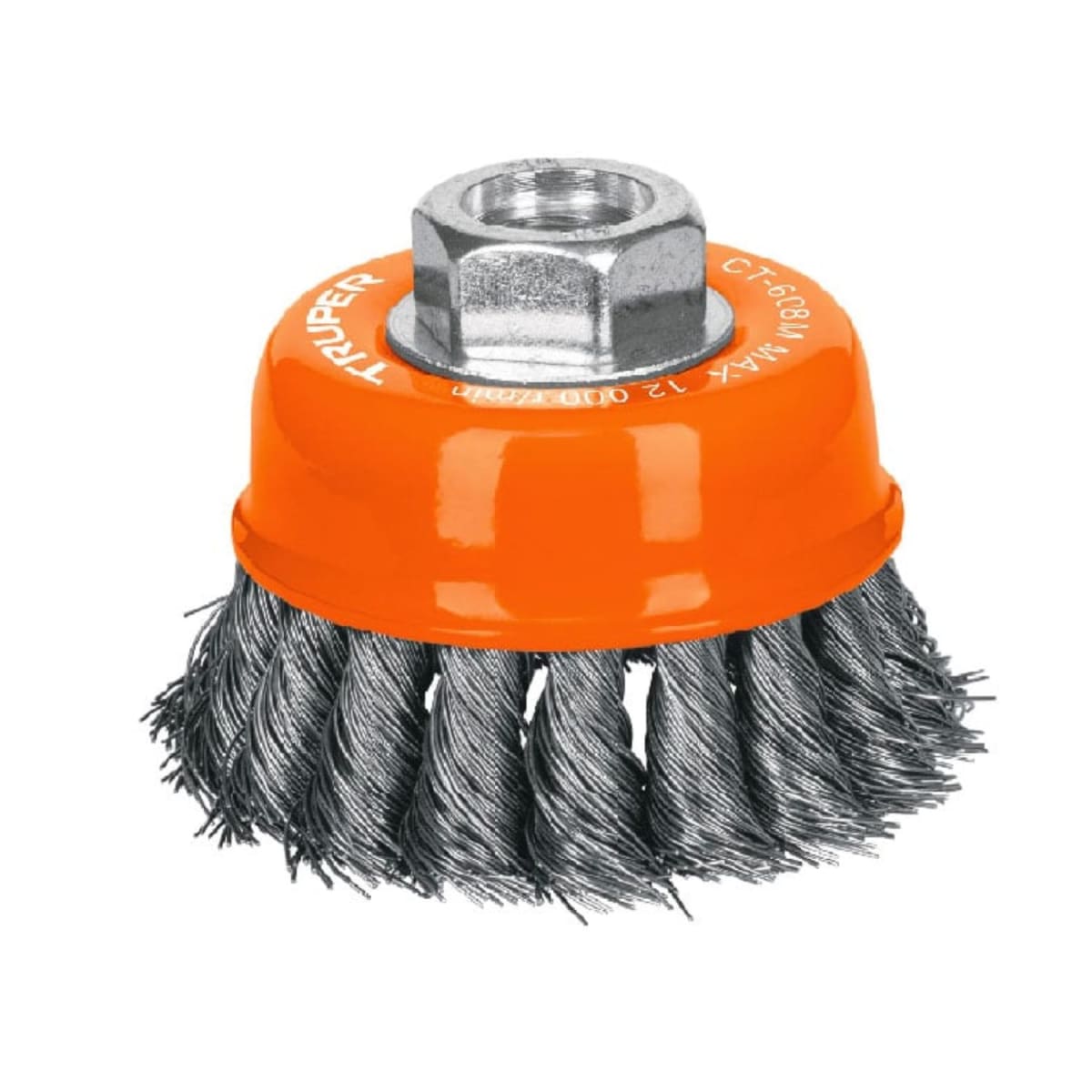 Escobilla tipo copa 4'' alambre trenzado fino eje m14 Truper1