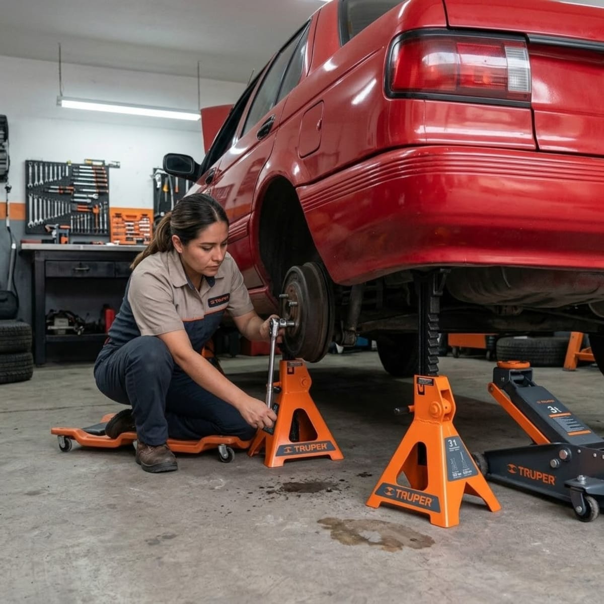 Caballete de 3 toneladas 2 piezas torre para auto Truper3