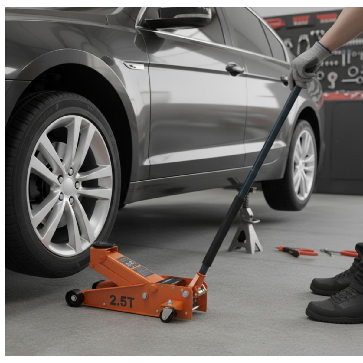 Gata tipo lagarto 2.5 toneladas de elevación rápida con maletín3