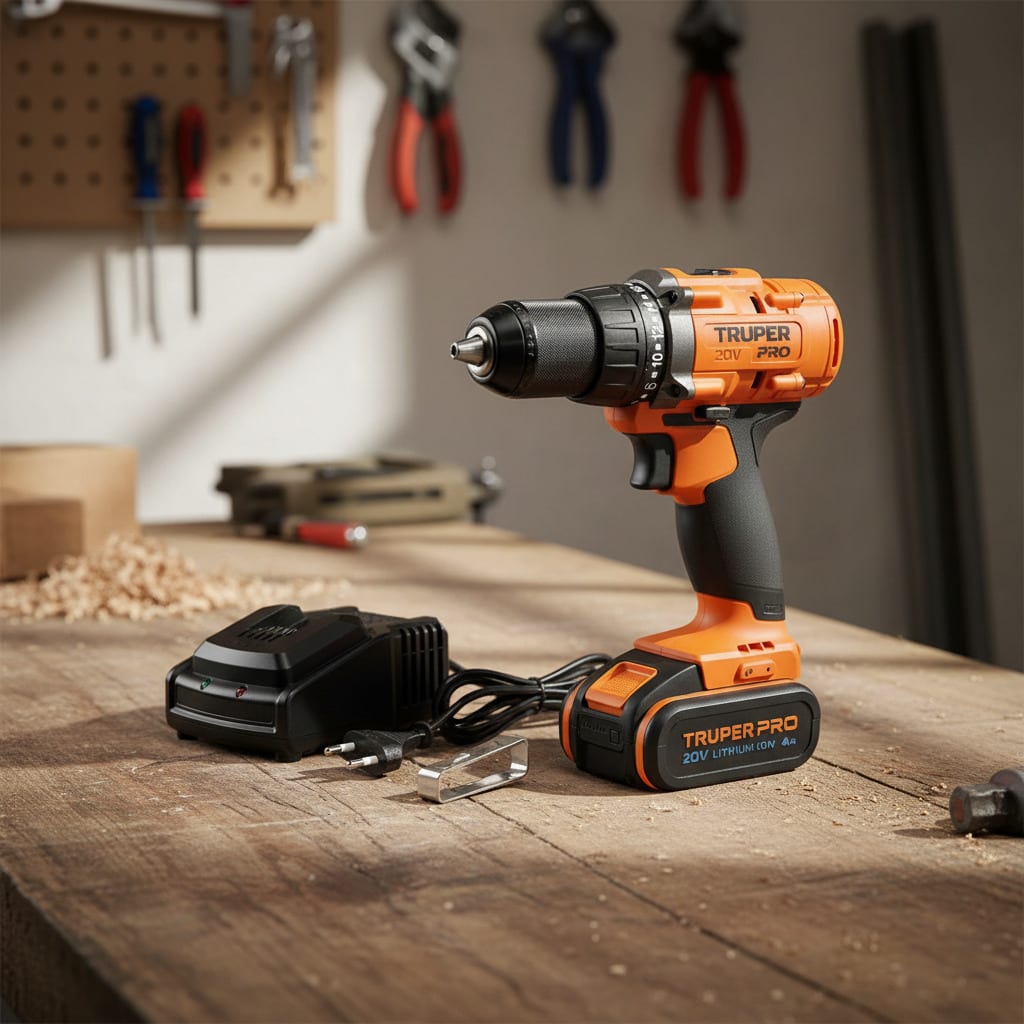 Taladro Atornillador 20V + 2 Baterias 4Ah + Cargador Truper8