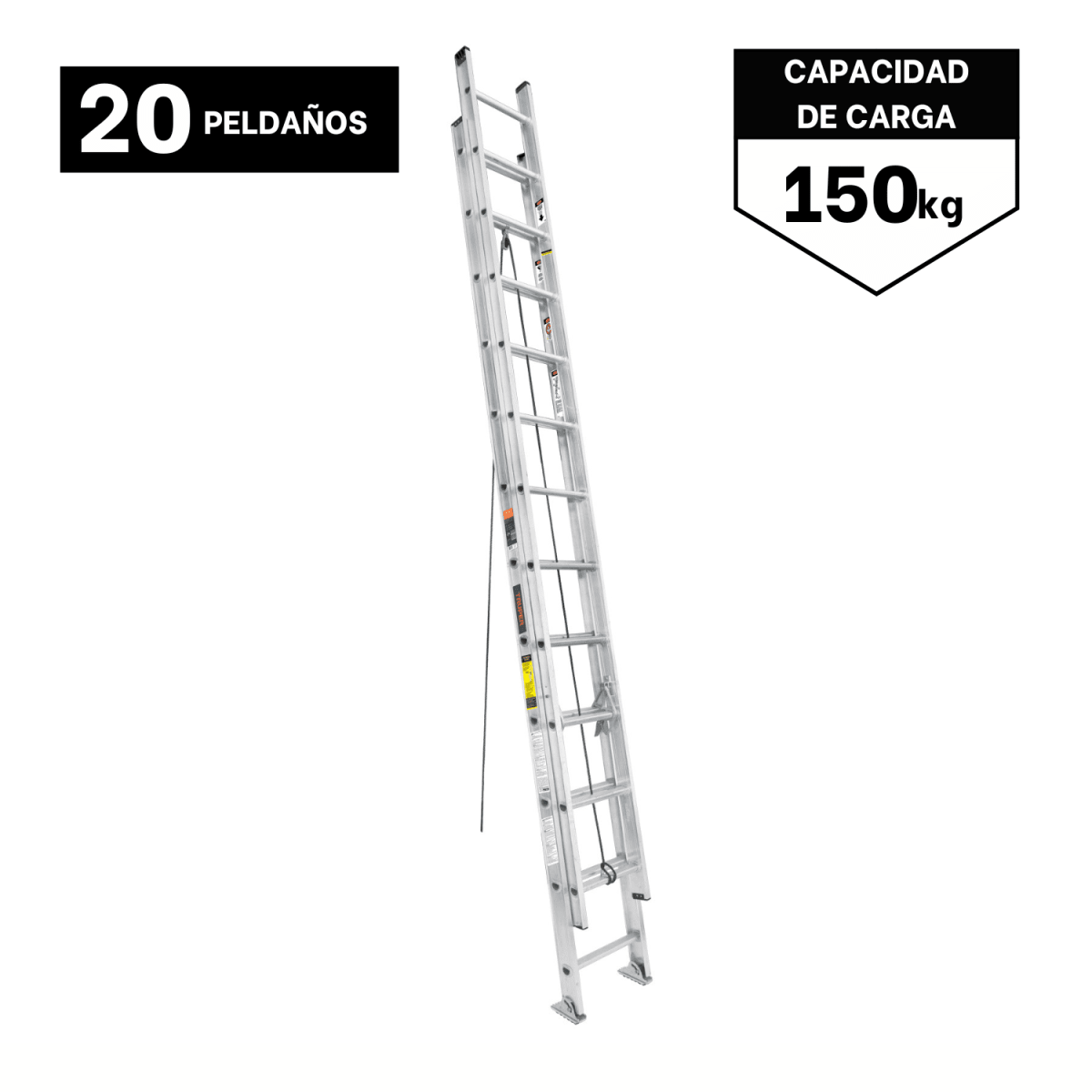 Combo Escalera Telescópica 20 Pasos y arnés de Seguridad de Línea de vida Truper2