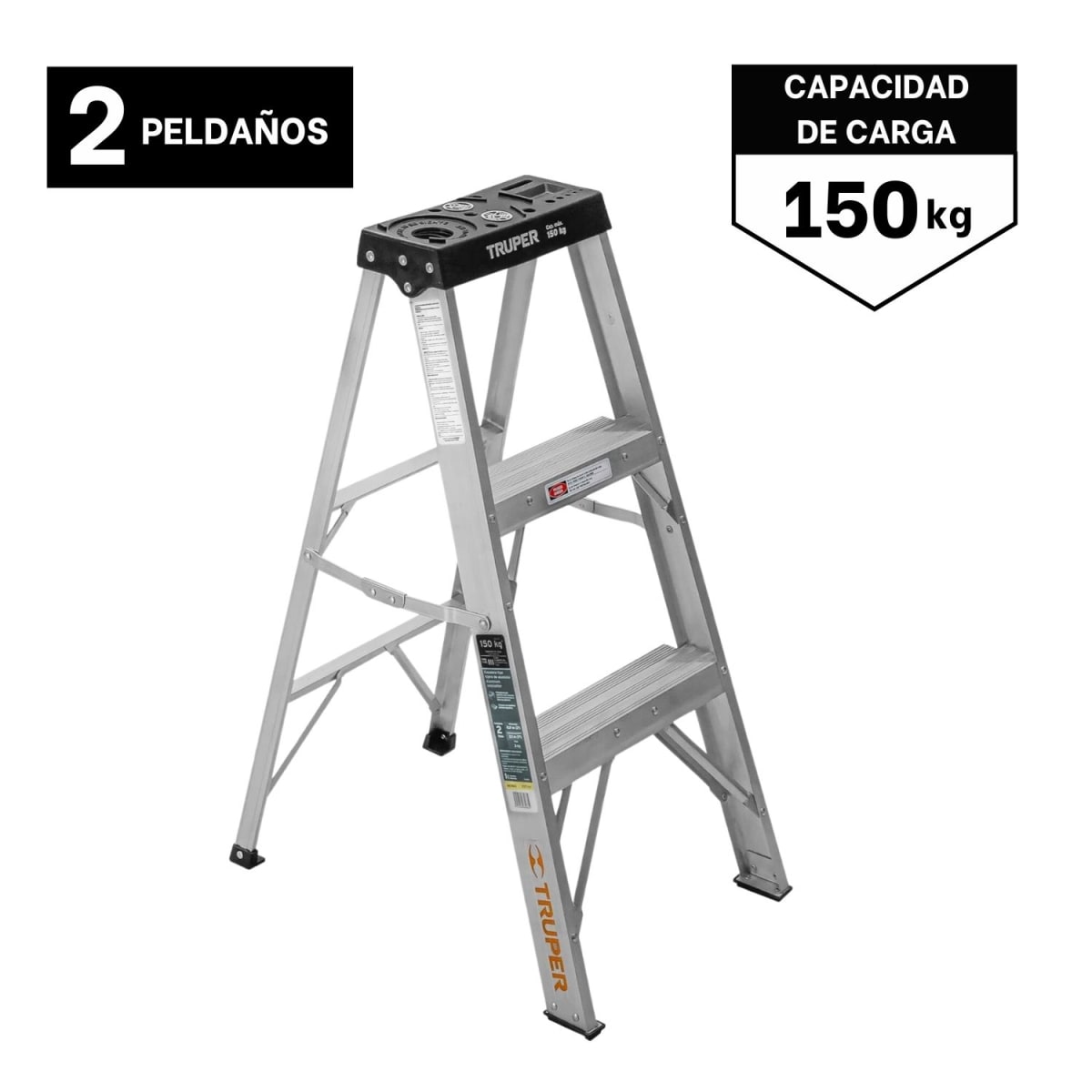 Escalera Tipo Tijera 2 Peldaños Soporta 150 Kg Truper1