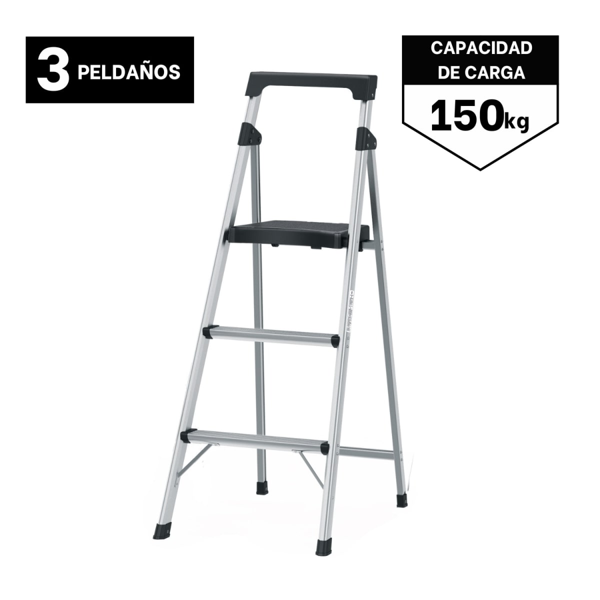 Escalera Tubular 3 Peldaños Aluminio Truper1