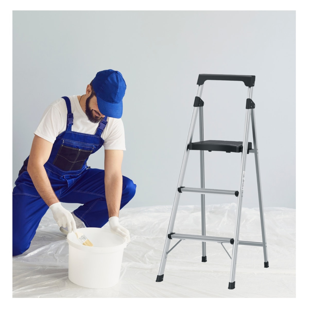 Escalera Tubular 3 Peldaños Aluminio Truper6