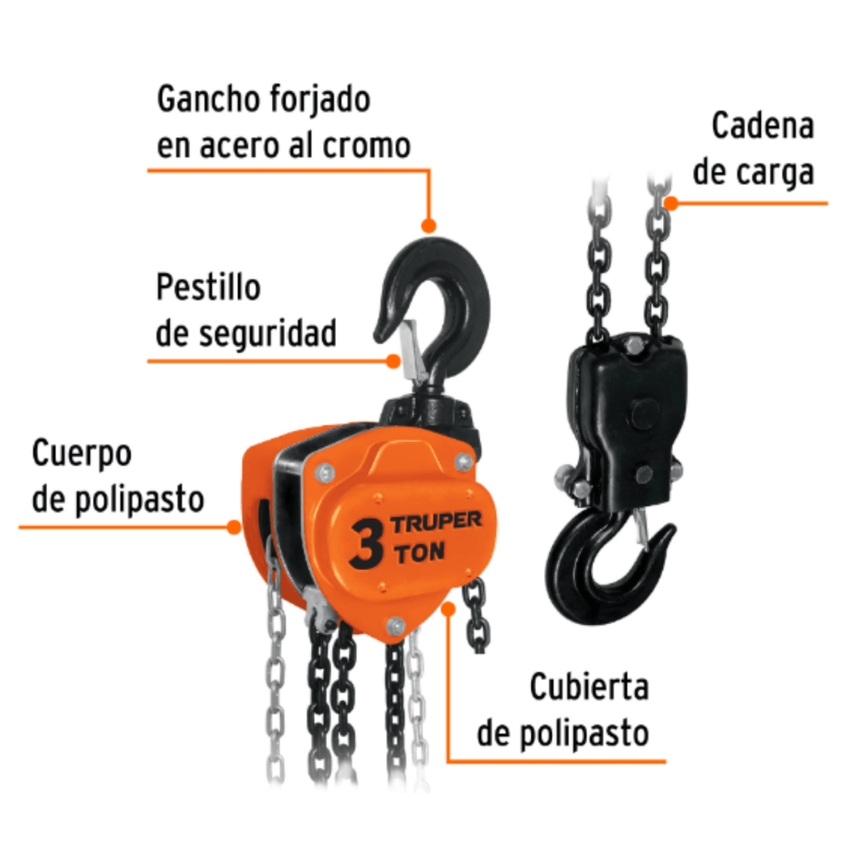 Tecle con cadena de 3 toneladas truper2
