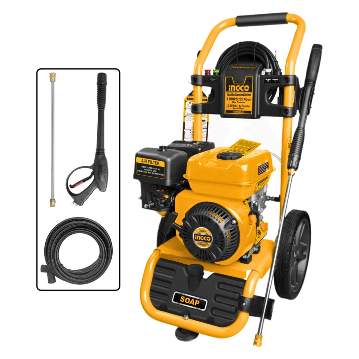 Hidrolavadora Industrial 3100 PSI 214 Bar a Gasolina Ingco1