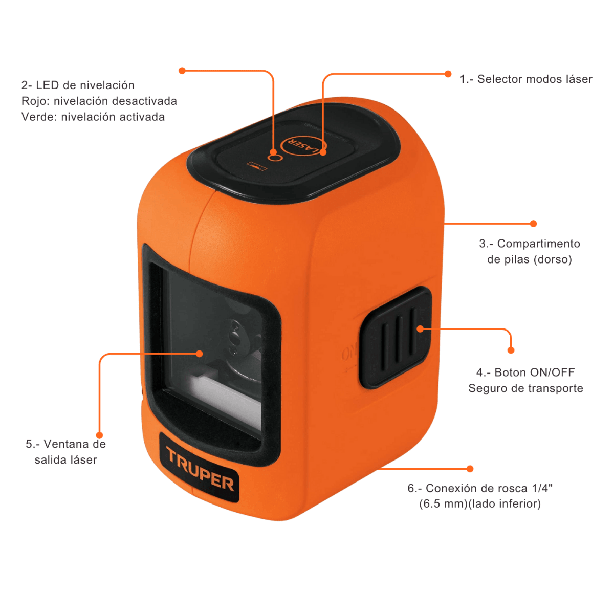 KIT Medidor de distancia laser 100m + nivel laser Truper11