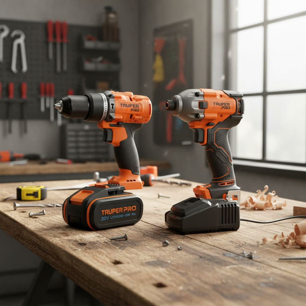 Taladro Percutor + Atornillador de impacto 20V +1 bat Truper2