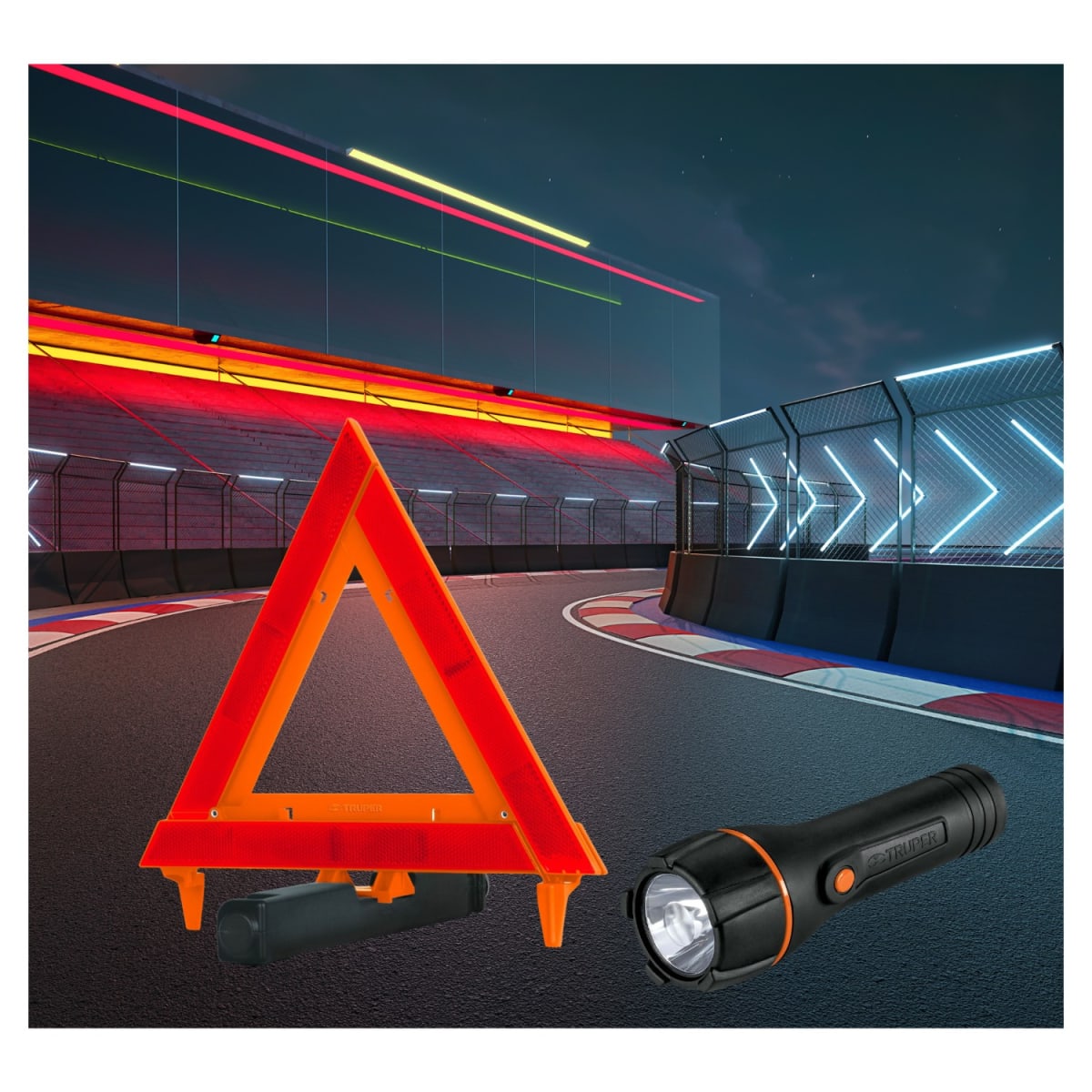 Combo cable pasa corriente Linterna y Triangulo de seguridad15