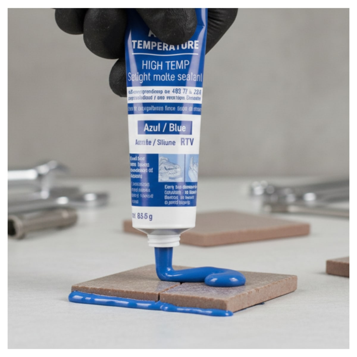Silicona azul para altas temperaturas, 85 g Truper3