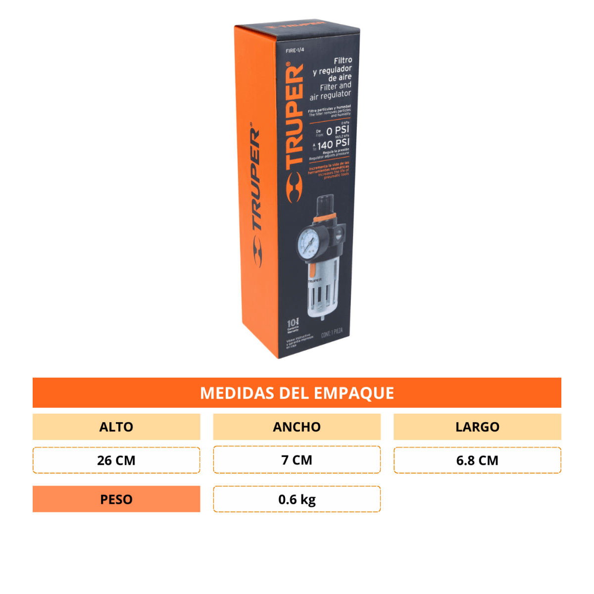 Filtro y regulador de presión de aire Truper4