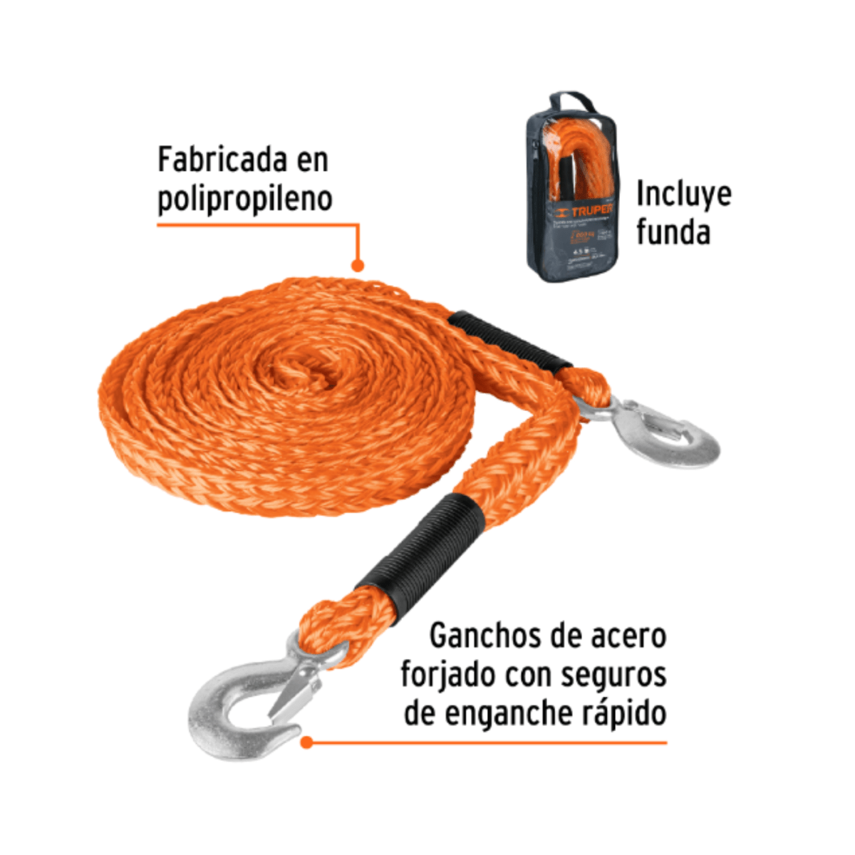 Soga para remolque con ganchos 4.5 m truper3