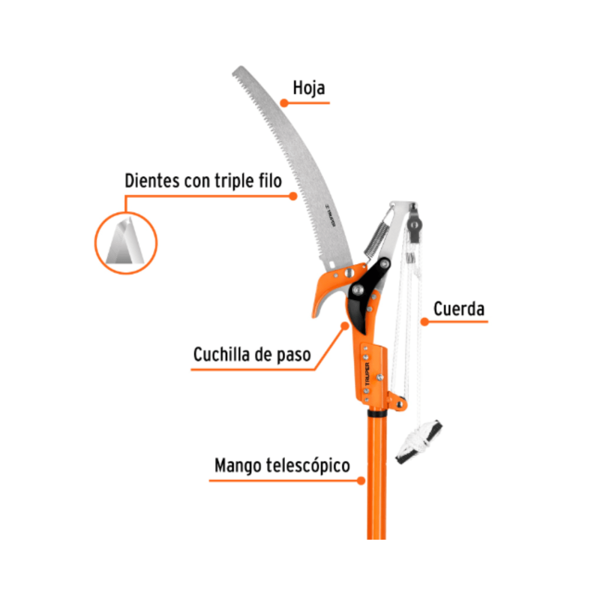 Tijera de poda cortador de ramas altas 2.40 m Truper2