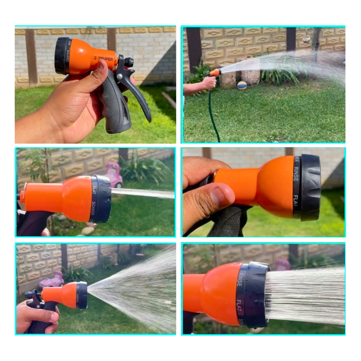 Pistola para riego de 8 funciones plástica Truper 184824